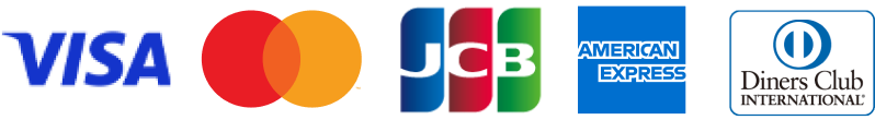 VISA、Mastercard、JCB、American Express、Diners Club